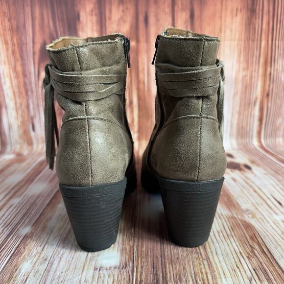 boc ALICUDI Womens Size 9 Brown Side Zip Up Block Heel Ankle Boots Booties Shoes - Picture 5 of 11